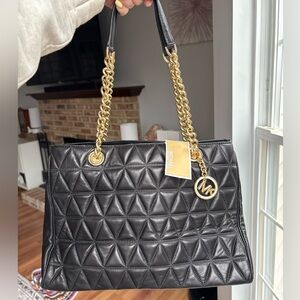 Michael Kors Black Quilted Tote Bag Purse NWT